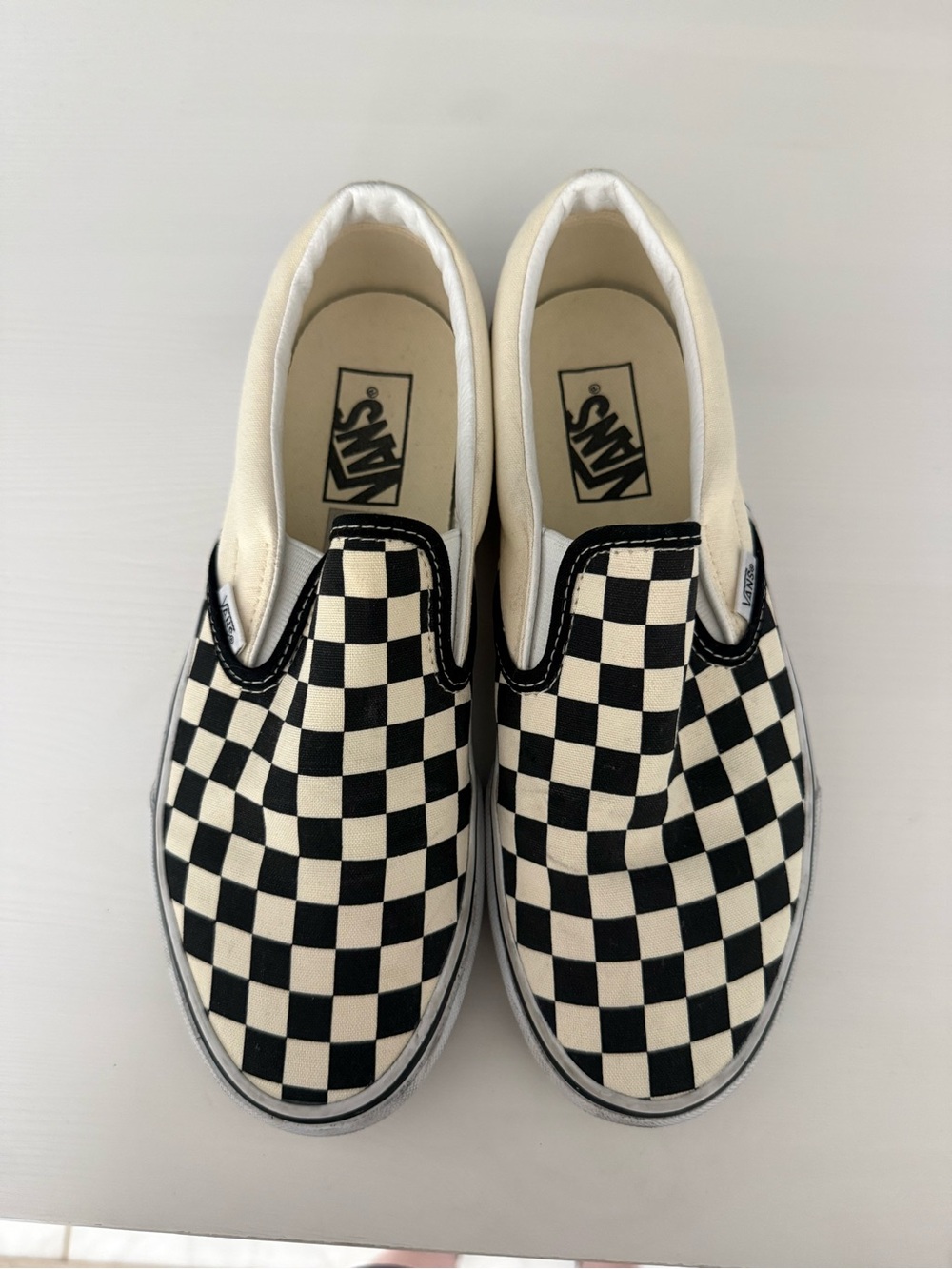 Vans Slip-On Sneakers in Black and Cream Checkerboard